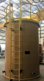 A cylindrical tank with a ladder attached
